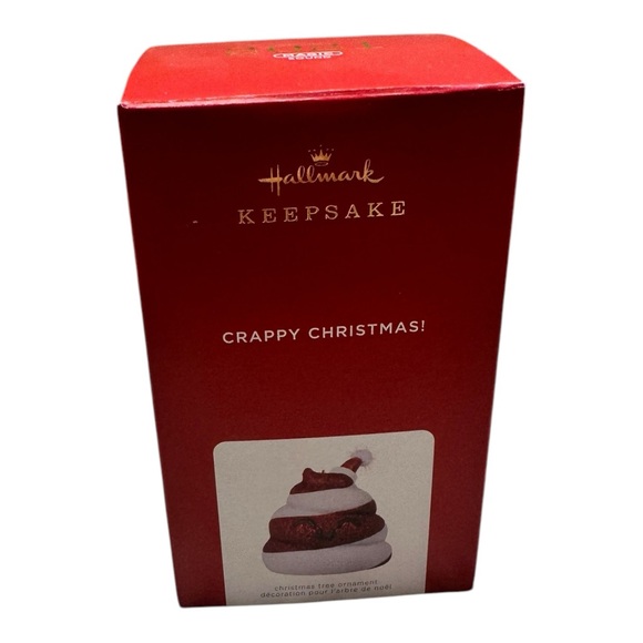 2021 Hallmark Magic Sound CRAPPY CHRISTMAS Tree Ornament Red White Poop NEW - Picture 3 of 5